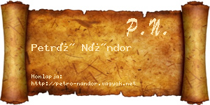 Petró Nándor névjegykártya
