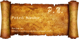 Petró Nándor névjegykártya