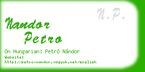 nandor petro business card
