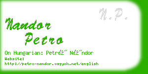 nandor petro business card